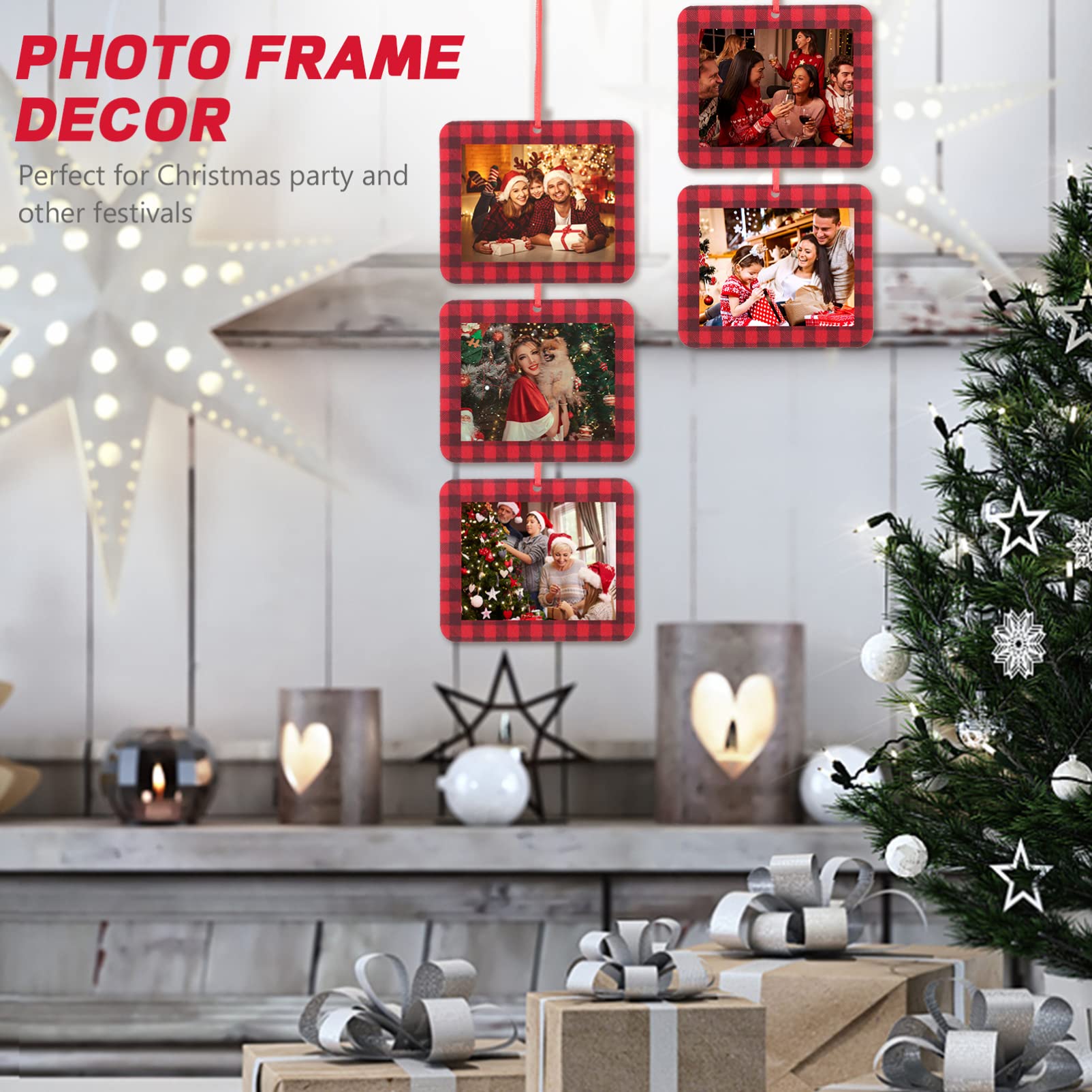Abaodam 36piezas Adornos De Navidad De Fieltro Forma De Marco De Fotos Colgantes Decorativos Para Fotos Navideñas Para Fiestas y Decoraciones Del Hogar