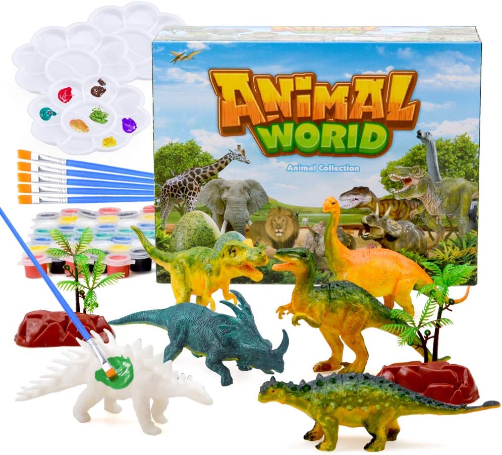 Gift for 3-12 Year Old Boys Kids，Painting Dinosaur Figurines Toy for 4-7 Year Old Boys Kids Arts and Crafts Dinosaur Gift for 5 6 7 Year Old Boys Kids Decorative Dinosaur Birthday Gift Age 8 9 10