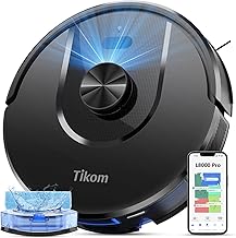 Tikom Robot Vacuum Cleaner with Mop Function, 6000Pa Vacuum Cleaner Robot with LiDAR Navigation, 150 Min Max, App Control,…