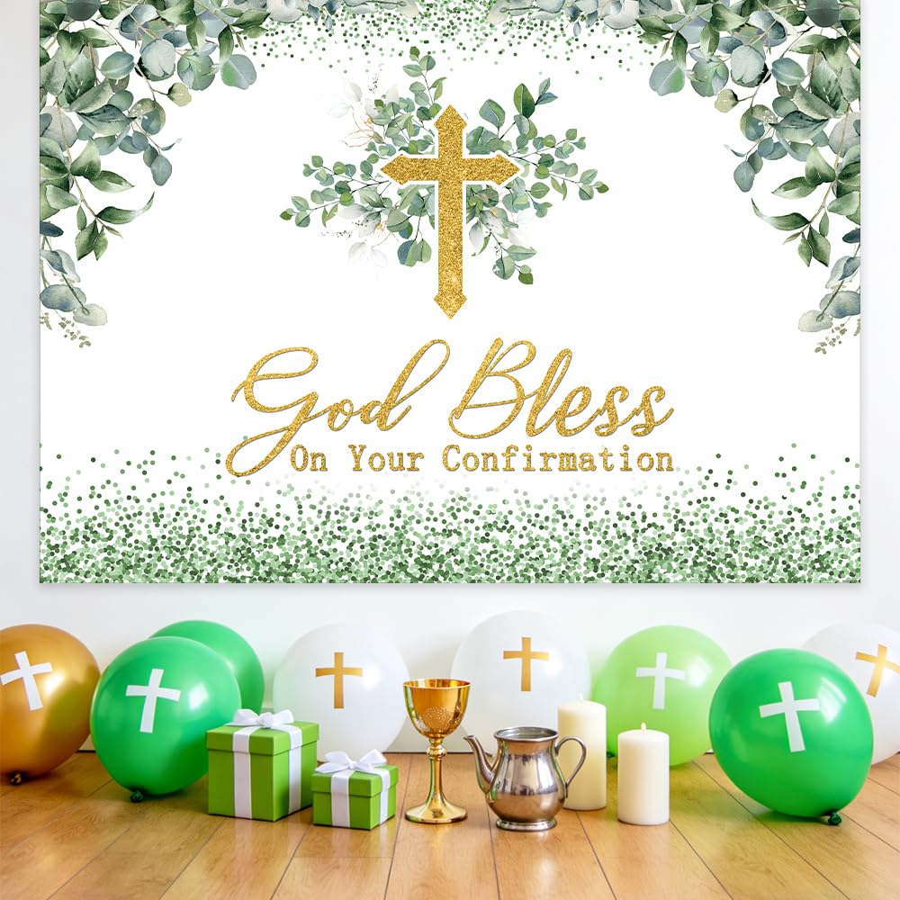 AIBIIN 7x5ft Blessing On Your Confirmation Backdrop, First Communion Party Decorations First Communion, My Baptism Enagegment Christening Baby Shower Wedding Photography Background