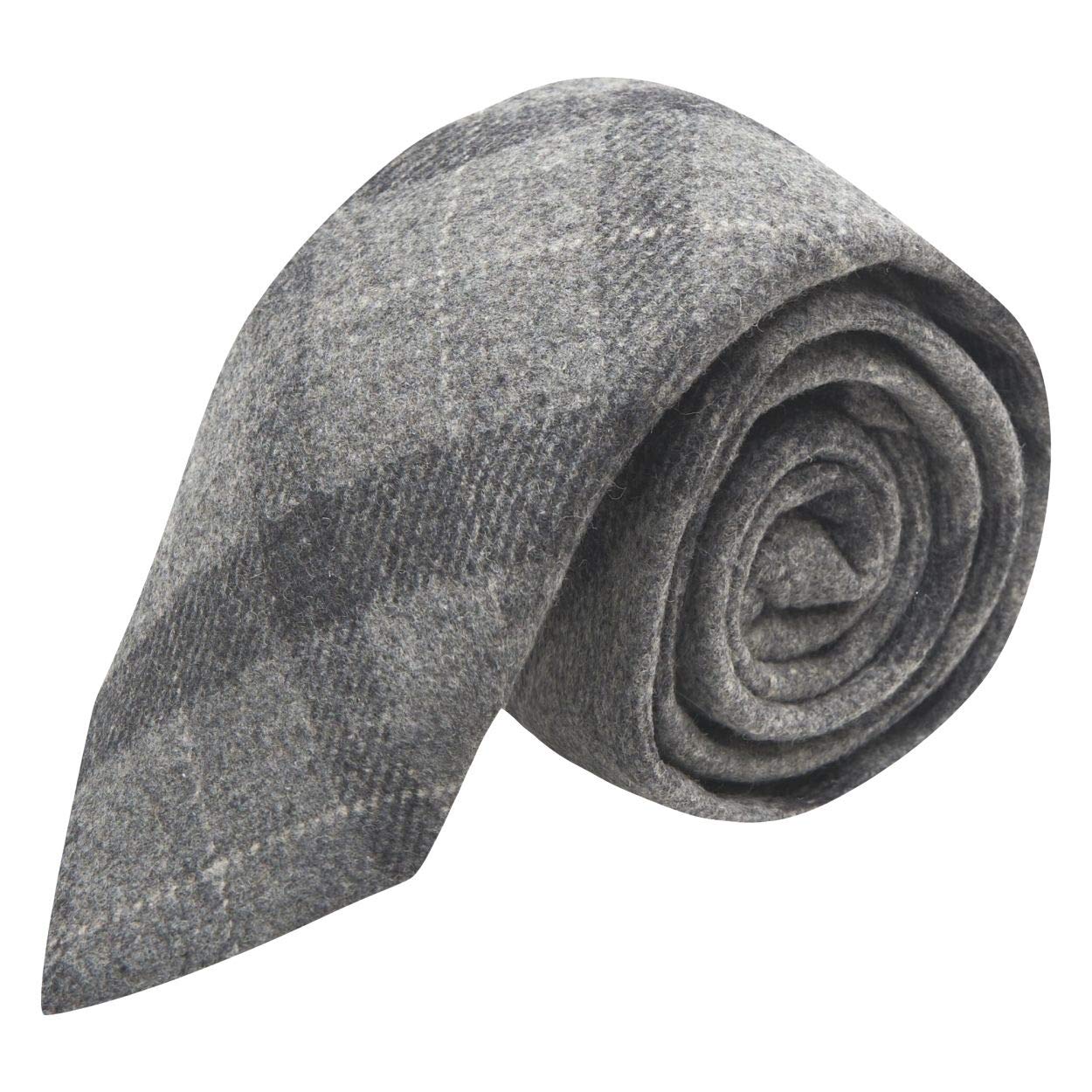King & Priory Light Grey & Dark Grey Check Tie, Tweed, Tartan, Plaid