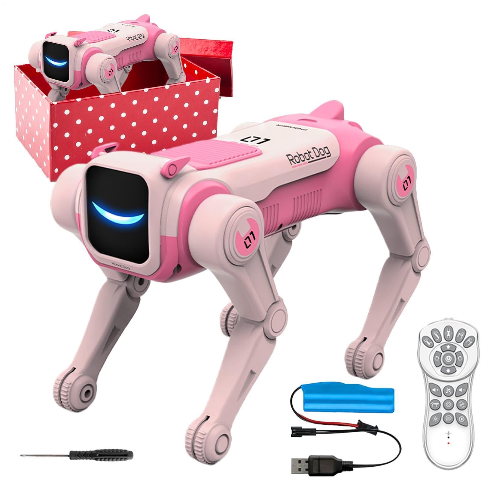 Perro Robot Con Inteligencia Artificial Control Remoto Recargable USB 2,4 | Juguete De Mascota Robótica Con IA para Niños Niñas Juego Aprendizaje Educación Entretenimiento Interior Habitación