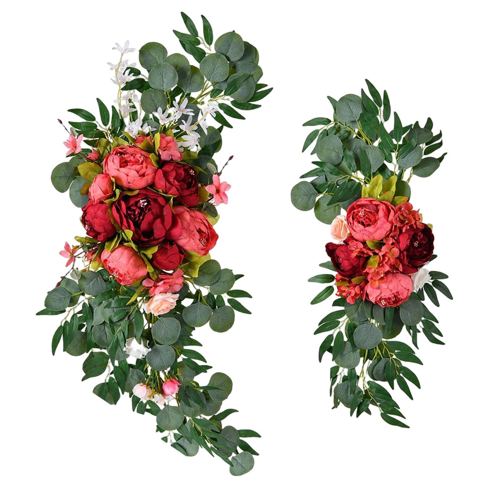 Sharplace Guirnaldas Florales Artificiales para de Boda, Ideales para La Decoración de Dormitorios, Salas de Estar Y Fiestas, Rosa Oscuro