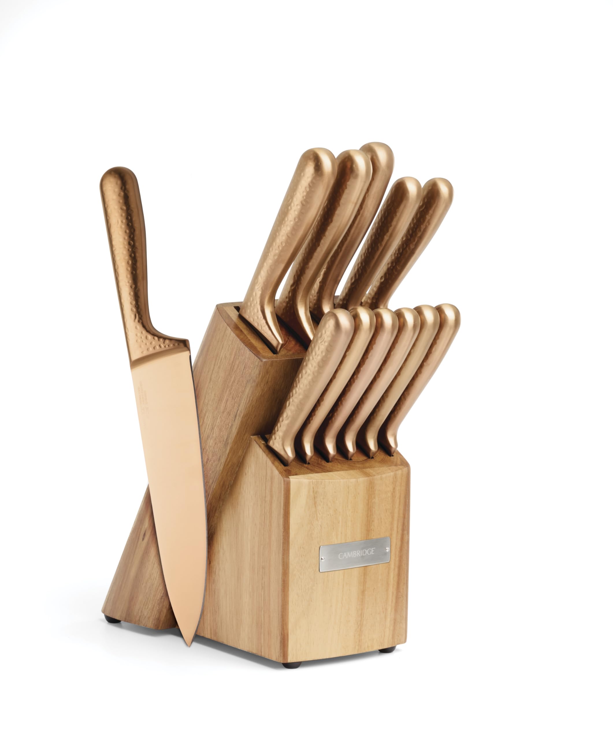 Cambridge Silversmiths Rame Hammered Copper 12-Piece Cutlery Set with Block