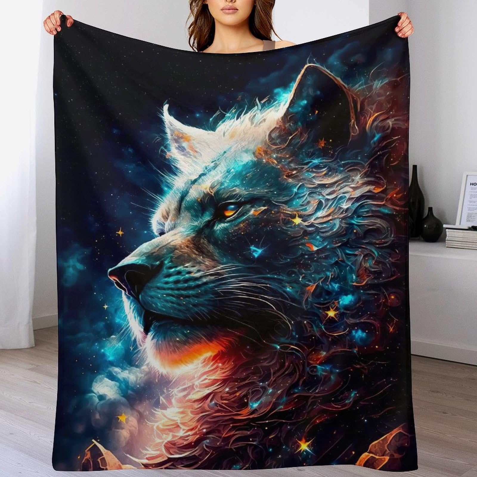 Couverture lion en flannel moelleuse de qualité supérieure pour lit et sofa