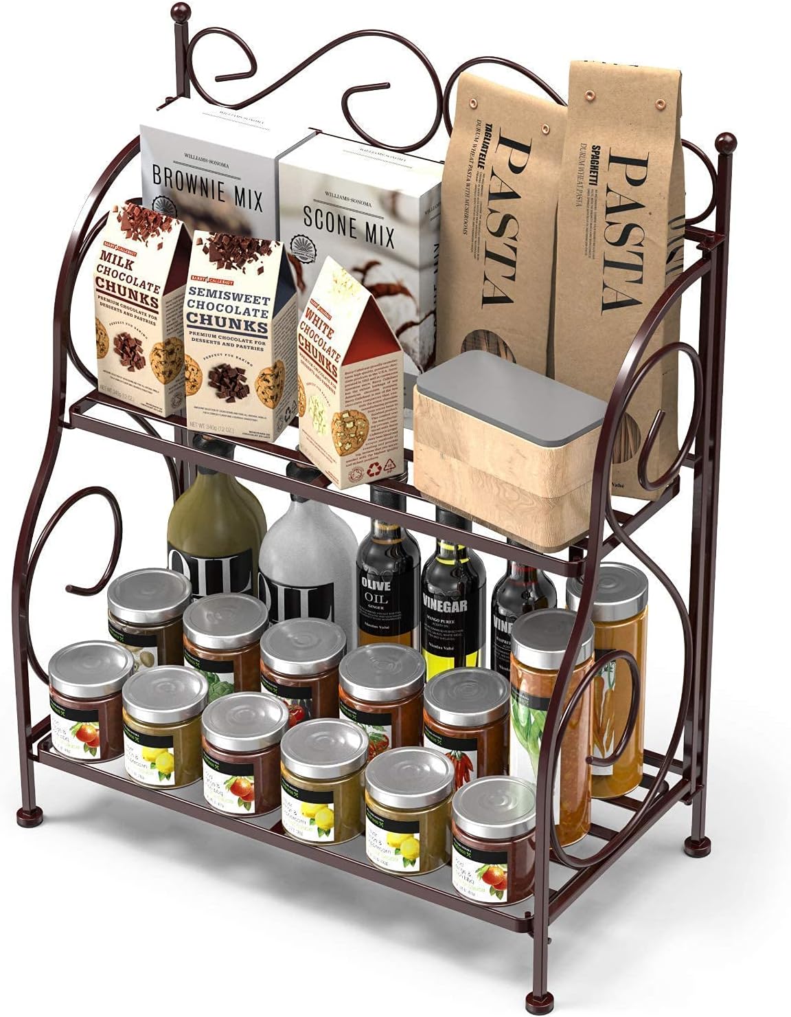 Serenz Wrought And Cast Iron 2 Rack/Tier Foldable Kitchen Spice Rack ...