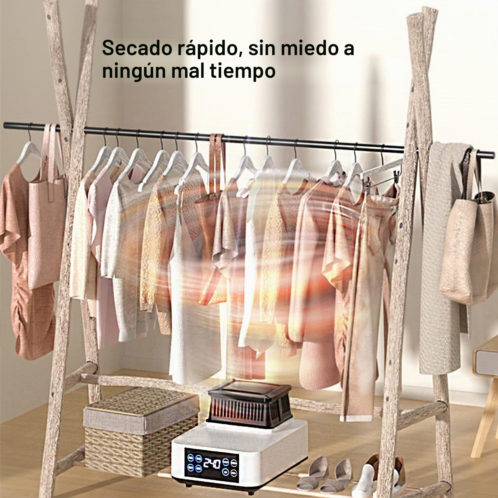 Secadora de Ropa Portatil con Temporizador y Control Remoto,1500W Silencioso Secadora de Ropa Pequeña, Calefactor Bajo Consumo con Sistema de Purificación de Iones Negativos (Size : B)