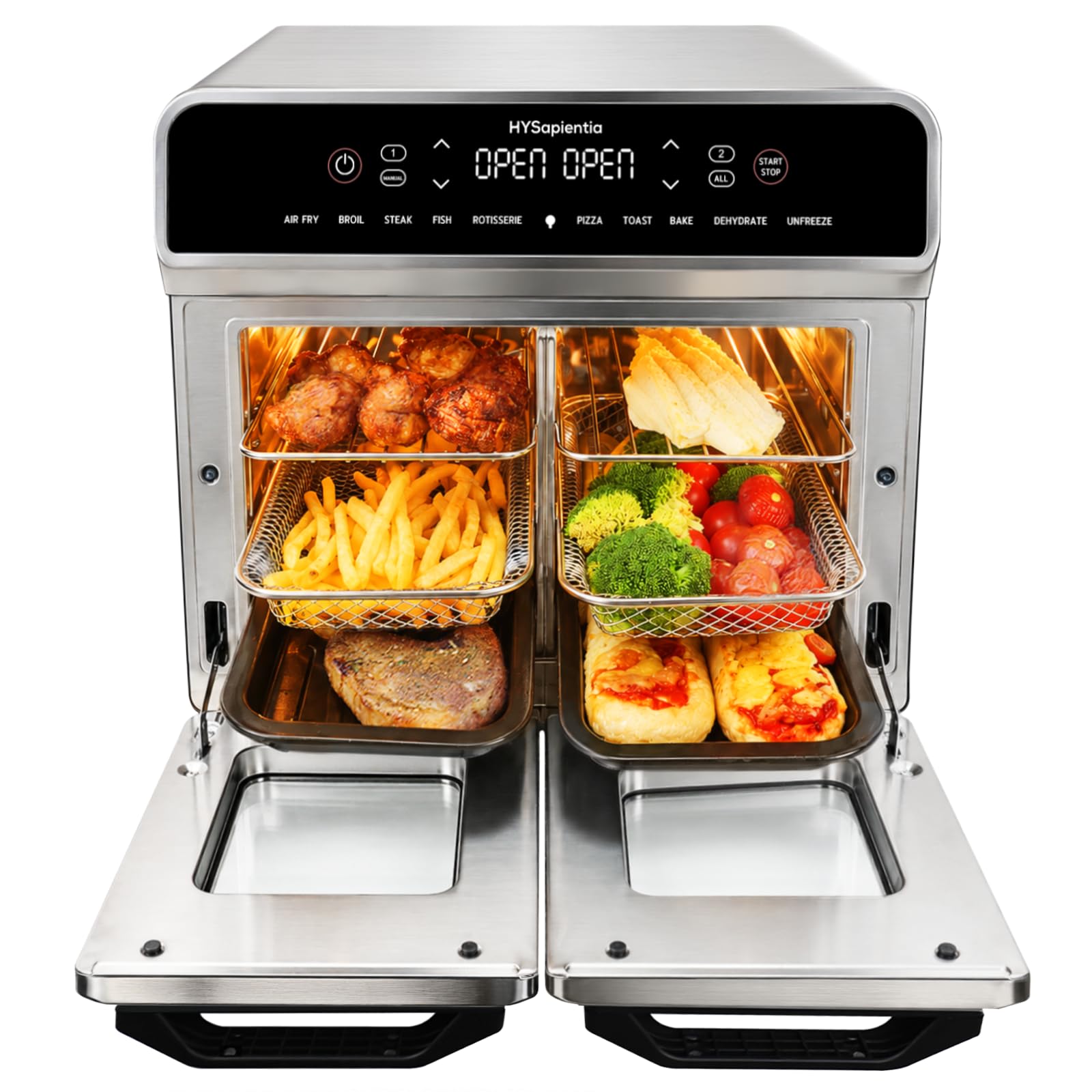 HYSapientia 24QT Dual Zone Air Fryer Toaster Oven Combo with Rotisserie