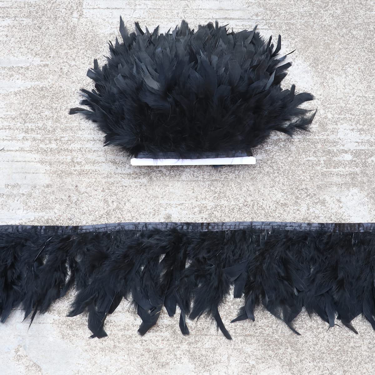 Black Turkey Feathers for Crafts Width 4-6 inches Clothing Decoration Craft Feather Fringe Trim Clothing Accessories per Pack of 2 Yards