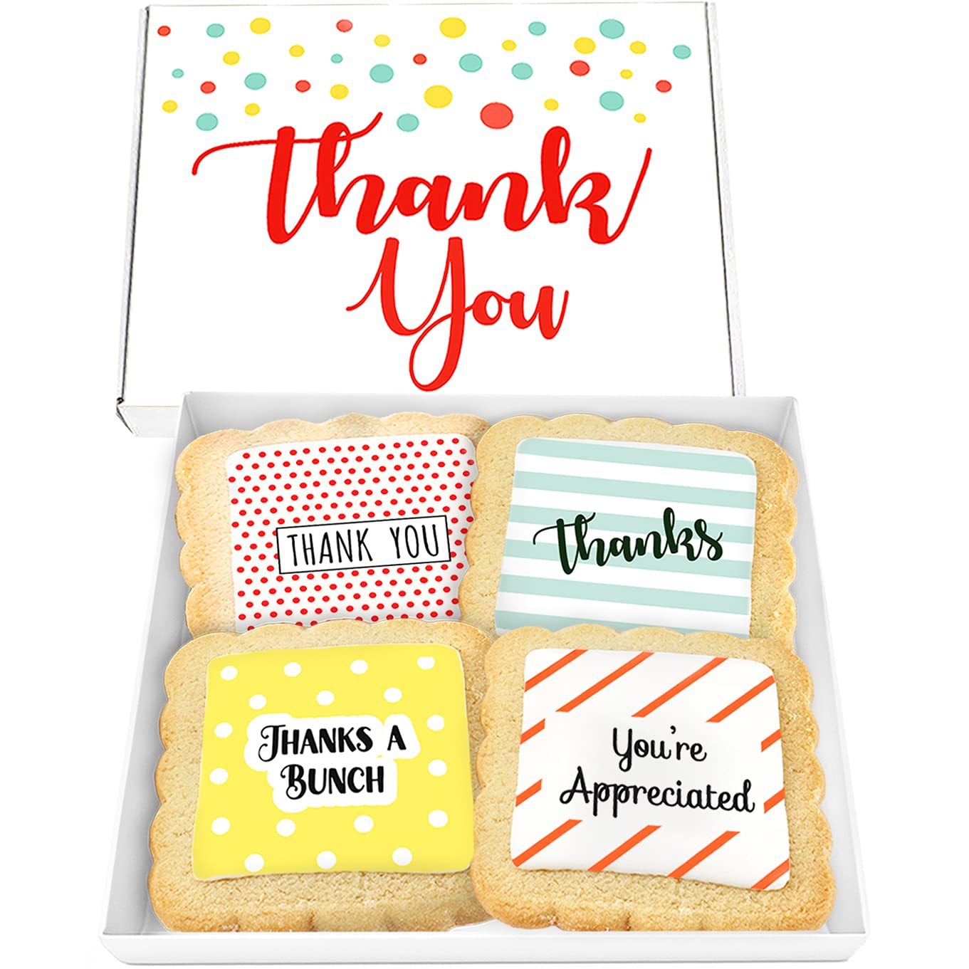 Thank You Gift Basket Cookies for Men Women Employees Teacher Nurse Co workers | Individually Wrapped | 4 Pack | Appreciation Box