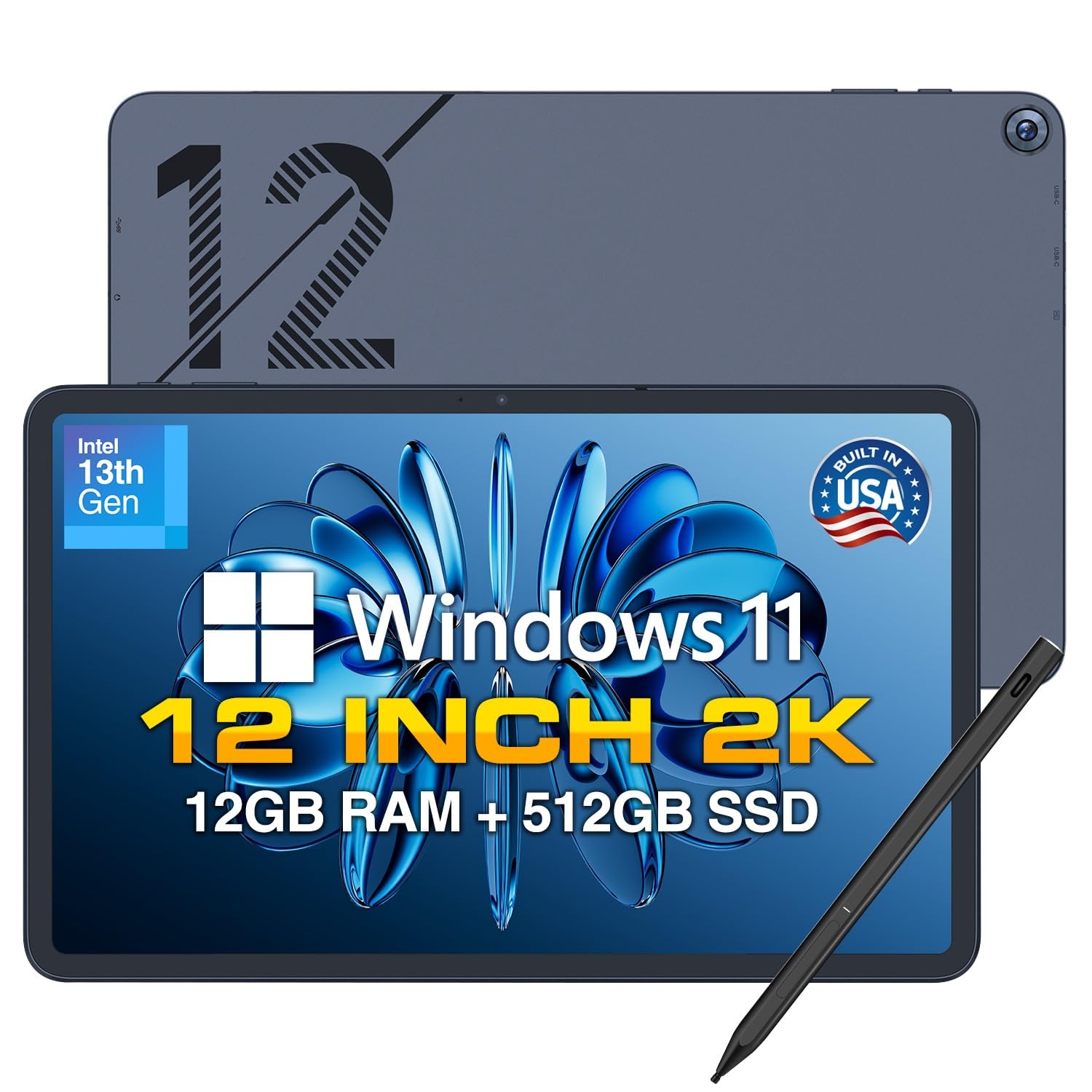 Fusion5 2026 Version 12" 2K Display Windows 11 Tablet PC 12 inch Windows Tablet Computer, Built-in Fan, Fast Charging, Metallic Tablet PC