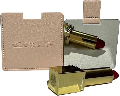 Espejo compacto irrompible de acero inoxidable de mano de viaje cuadrado rosa