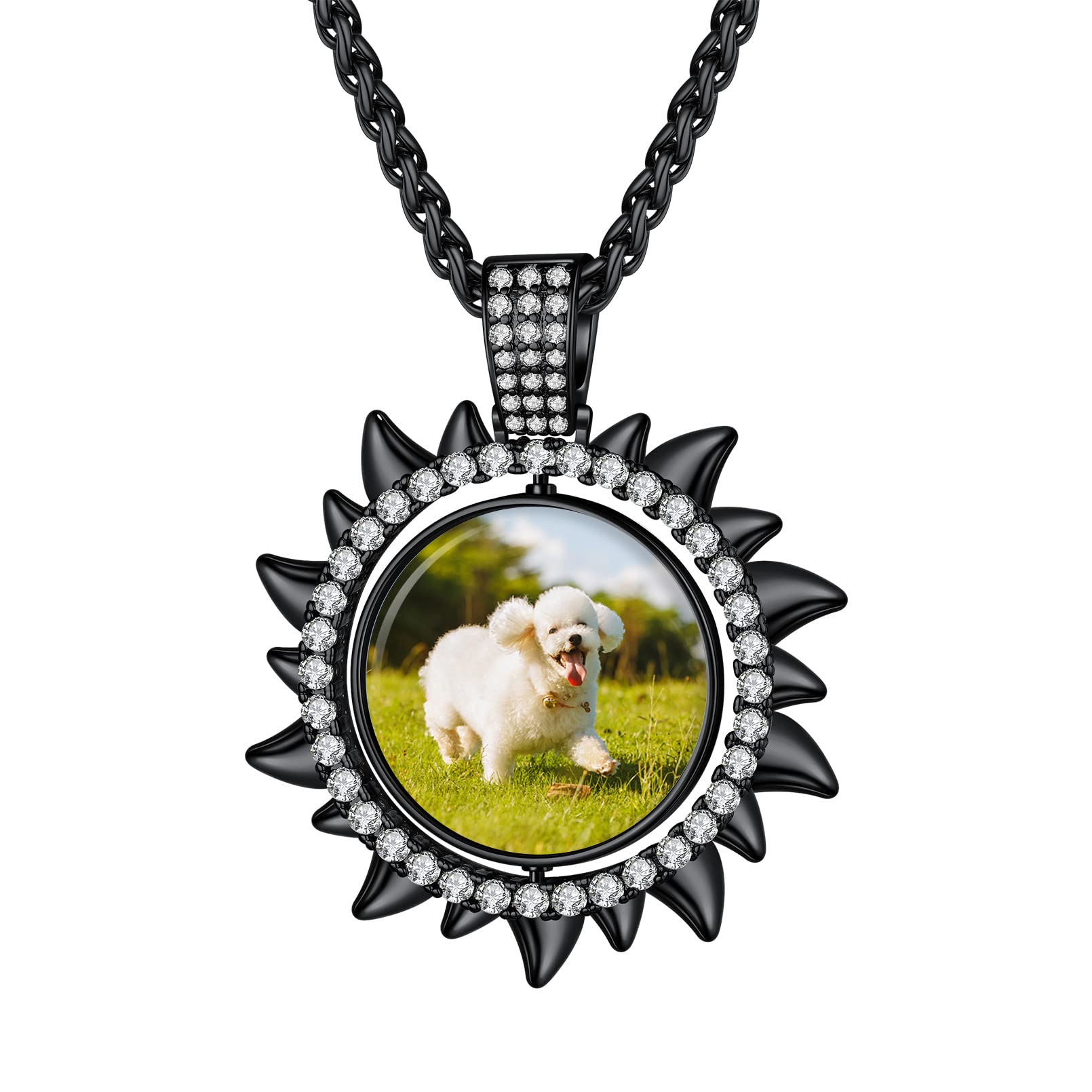 Custom4U Picture Necklace Personalized Photo Circle Chain for Men Women