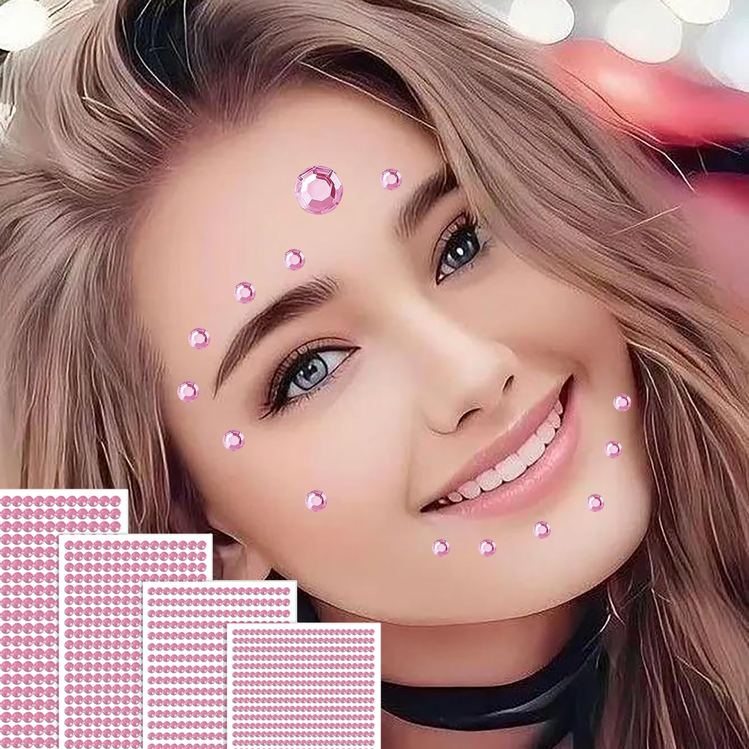 Bijoux Visages Strass Bleu Et Argent / Strass Autocollant Visage Bleu/ – La Maison Du Déguisement