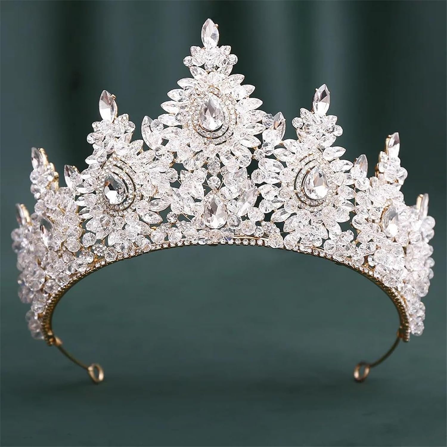Handmade Ab Crystal Tiara Crown For Women Girls Luxury Rhinestone Queen Headpiece Bridal Wedding Prom Party Accessories