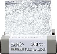 ForPro Expert Embossed Aluminum Hair Foils - 100 Pre-Cut Sheets 5x10.75in, Pop-Up Dispenser, Superior Grip for Coloring & Highlighting, Food Safe