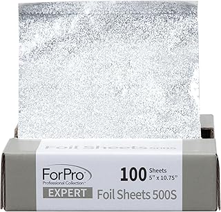 ForPro Expert Embossed Foil Sheets 500S, Aluminum Hair Foils for Color Application and Highlighting Services, Food Safe, Pop-Up Dispenser, 5” W x 10.75” L, 100-Count
