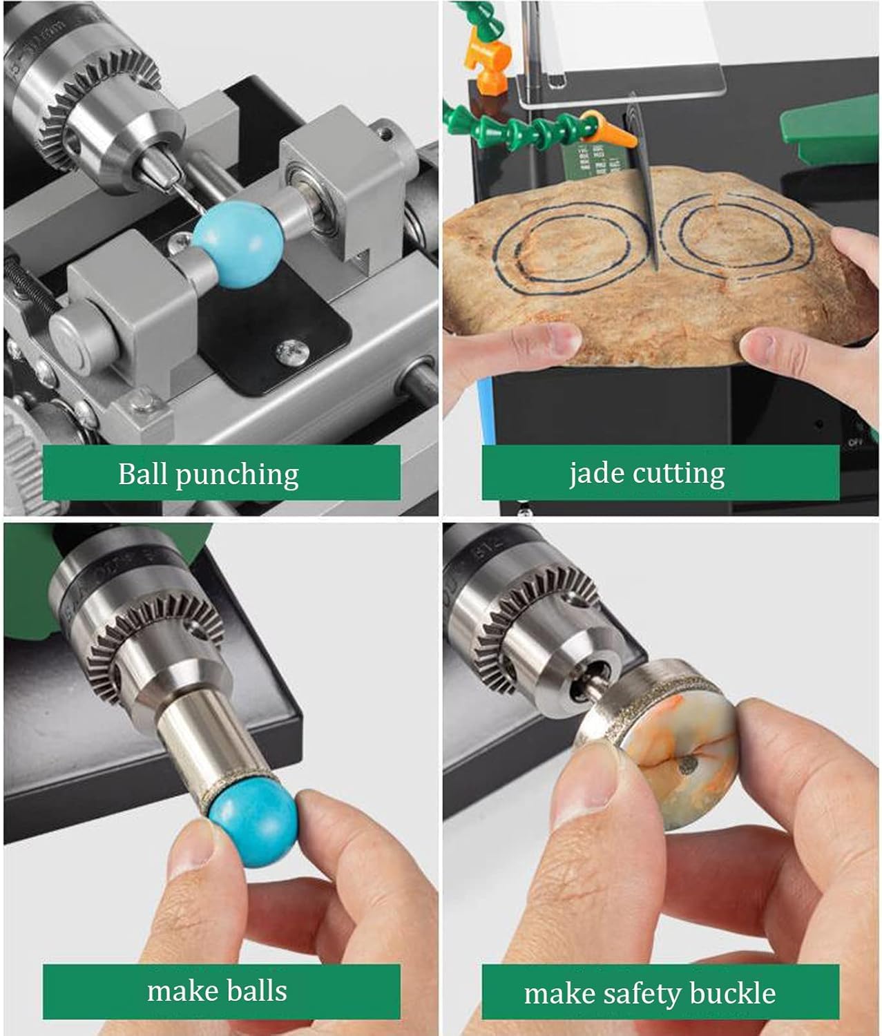 Máquina cortadora de Jade de 1850 W, Velocidad Ajustable de 800 a 12000 RPM, Profundidad de 50 mm, Incluye Manguera de Agua Universal de 500 mm para Grabar y pulir Joyas, Metales y Madera.