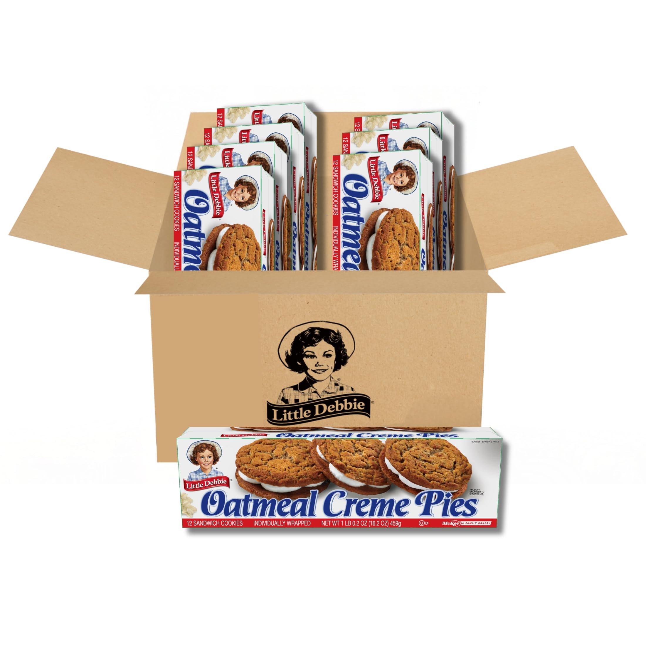 Oatmeal Creme Pies, 96 Individually Wrapped Sandwich Cookies (8 Boxes)