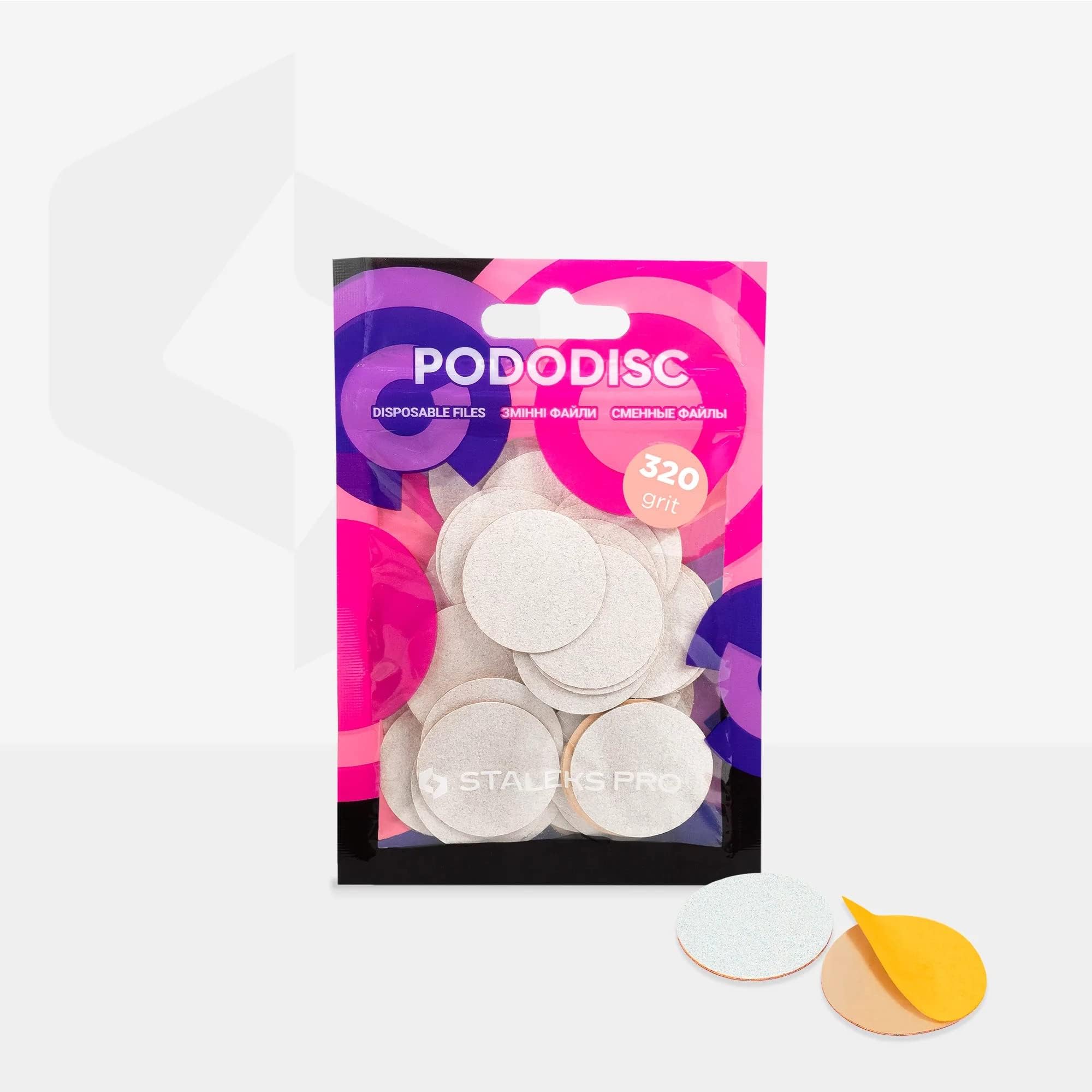 Pododisc Staleks Pro White Refill Pads for Pedicure Disc, 320 Grit, 50 Pieces