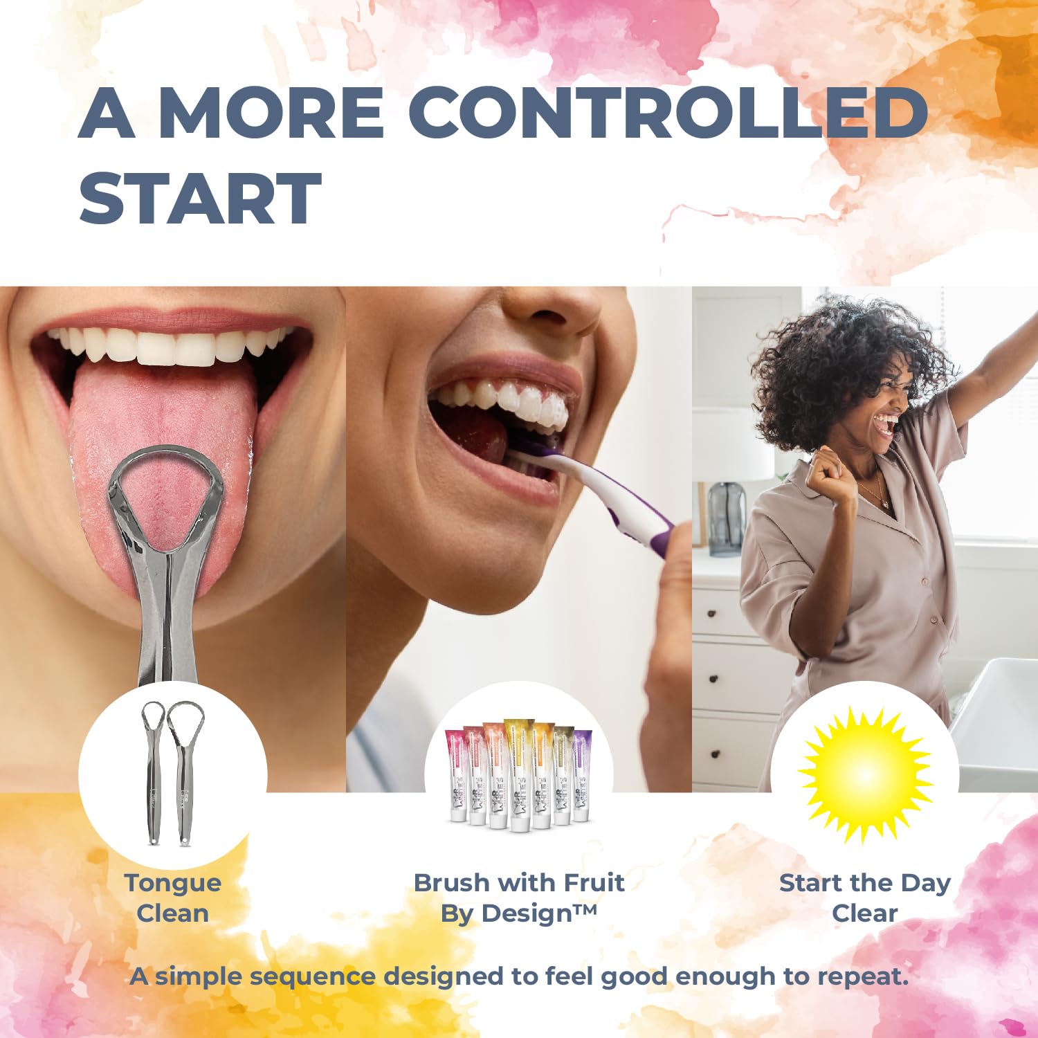 Dr. White’s Fresh Breath System — Precision Routine Set (Precision Duo) | 420 Surgical-Grade Tongue Cleaner + 2 Fruit By Design™ Toothpastes, Mint-Free, Fluoride-Free, Dual-Edge Tool-First Routine