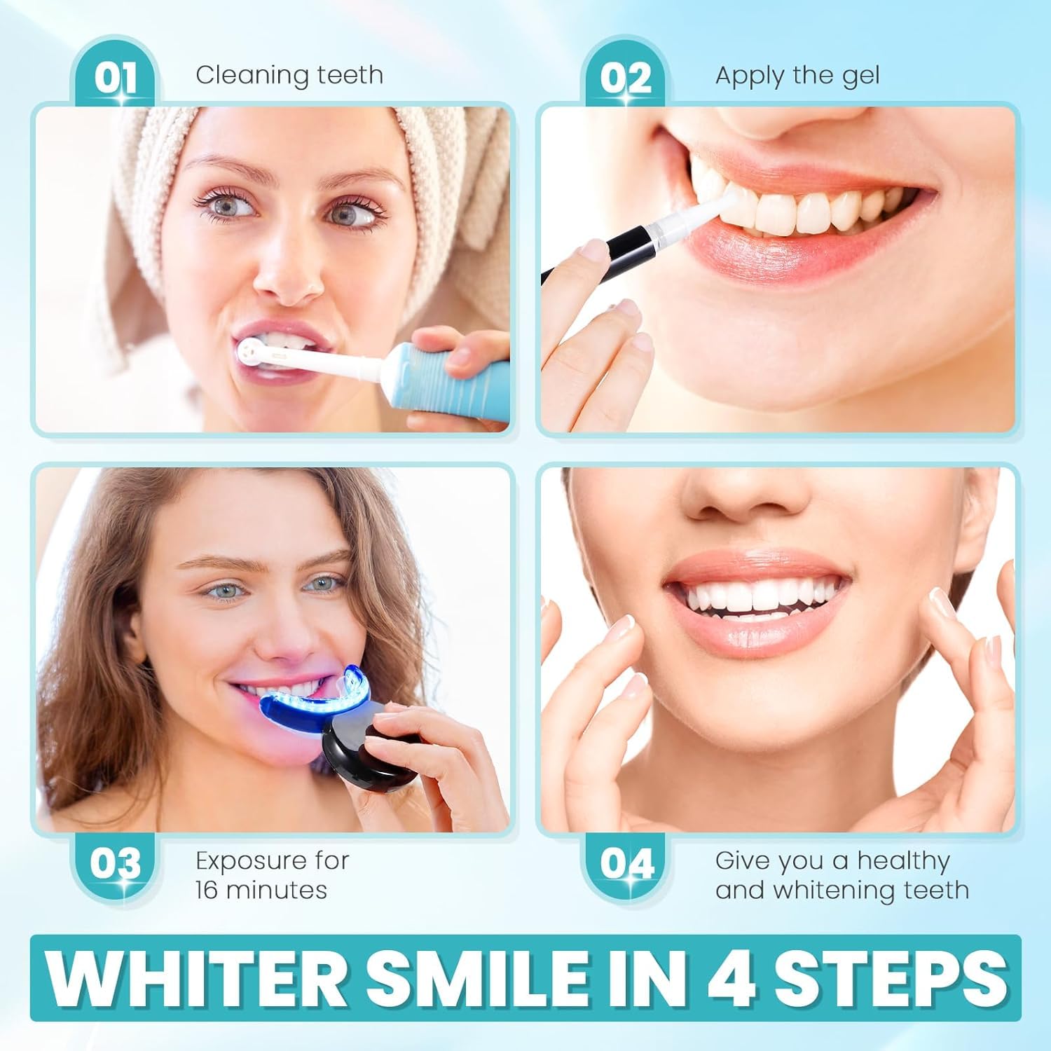 Wellawhite Teeth Whitening Kit,Gegen Gelbe Zähne, Rauchflecken, Sicher Für Den Zahnschmelz, Schonend Zahnaufhellung Zu Hause, 15 Minuten Zahnbleaching (Weiß)