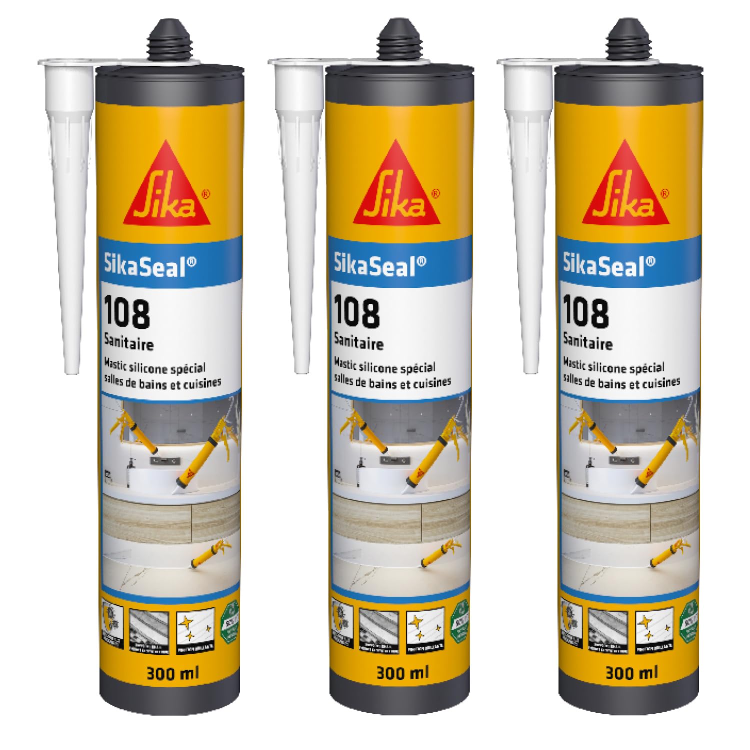 Mastic cuisine et salle de bain anti-moisissures SikaSeal joints silicone plomberie