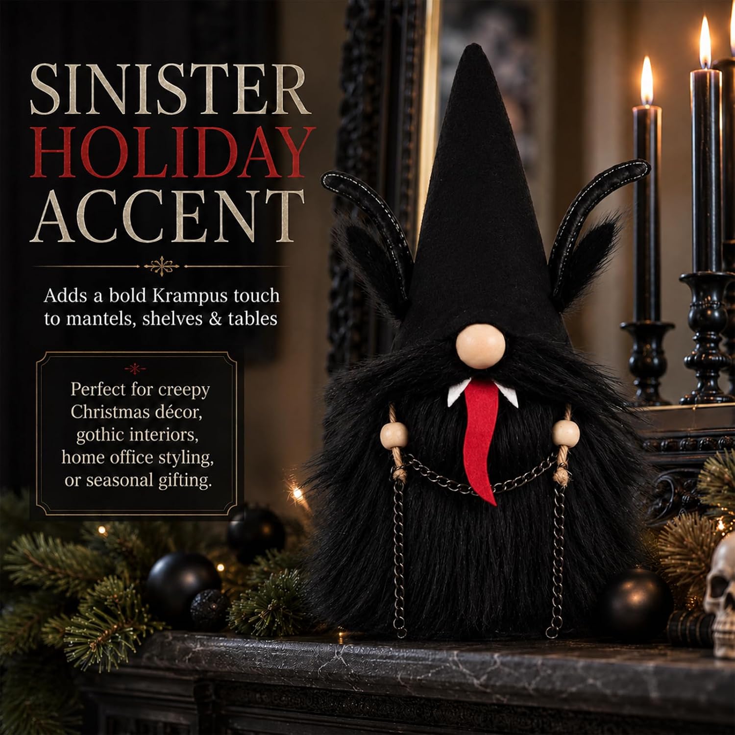 Roowest Krampus Doll 11.2 Inch Halloween Gnomes Plush Decor Tree Topper