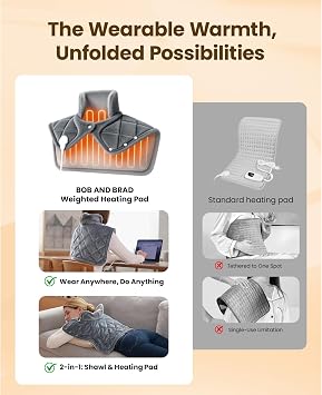 BOB AND BRAD Weighted Heating Pad for Neck Shoulders and Back, FSA Eligible/HSA Eligible, 2.2lb Electric Heating Pad, ETL Certified, Gifts for Women Men Mom Dad, 20x22