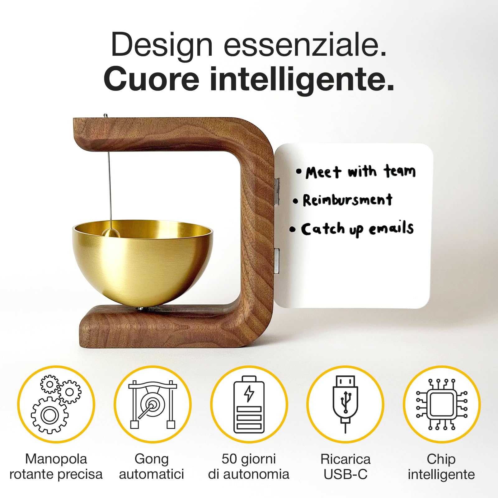 Pro Timer P2 Elegante Pomodoro in Legno, Meditazione, Produttività