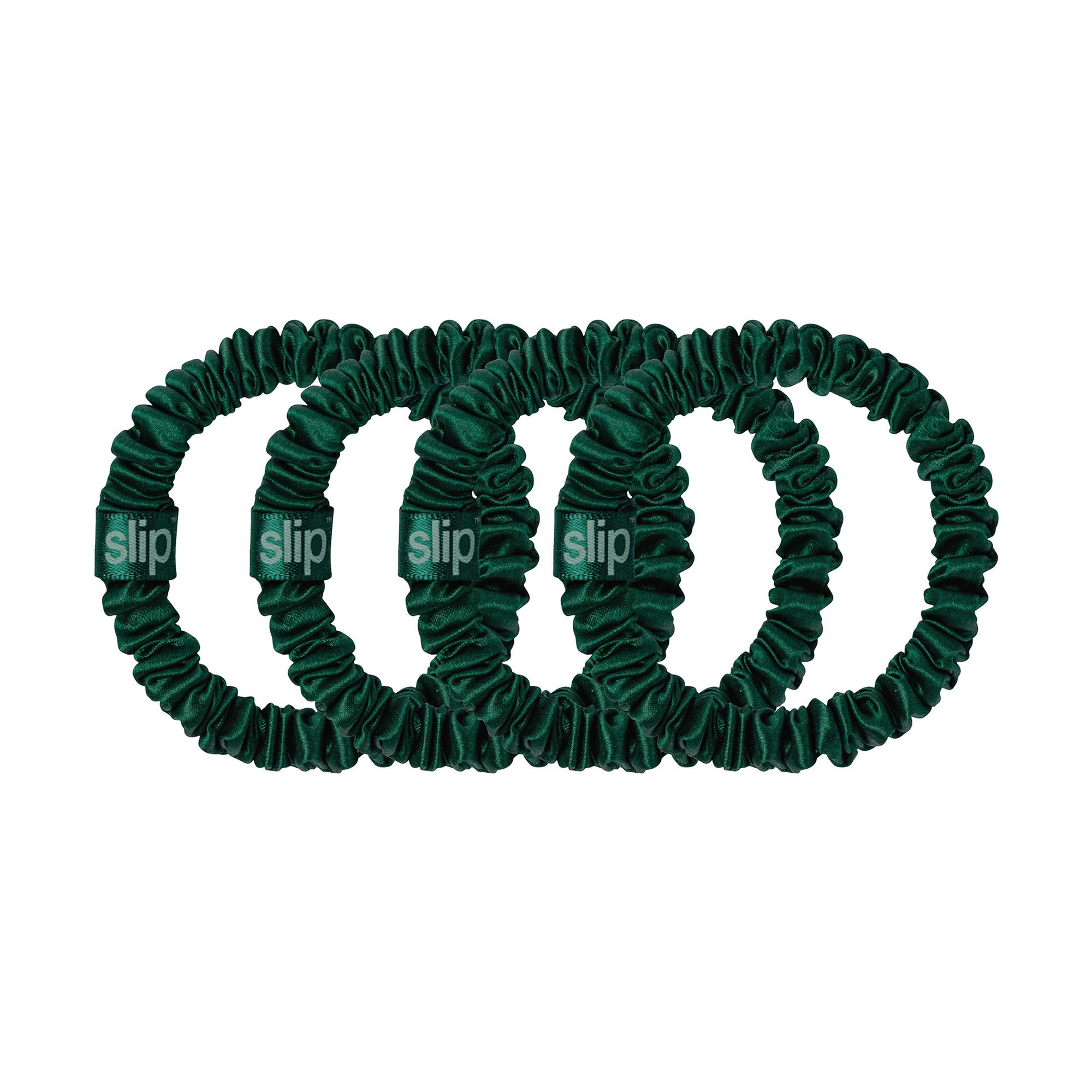 slip Silk Skinny Scrunchies -  | Set of 4 Skinny Scrunchies | 100% Mulberry Silk, Anti-Crease, Gentle on Hair, Reduces Breakage | Stylish & Durable, Ideal for All Hair Types