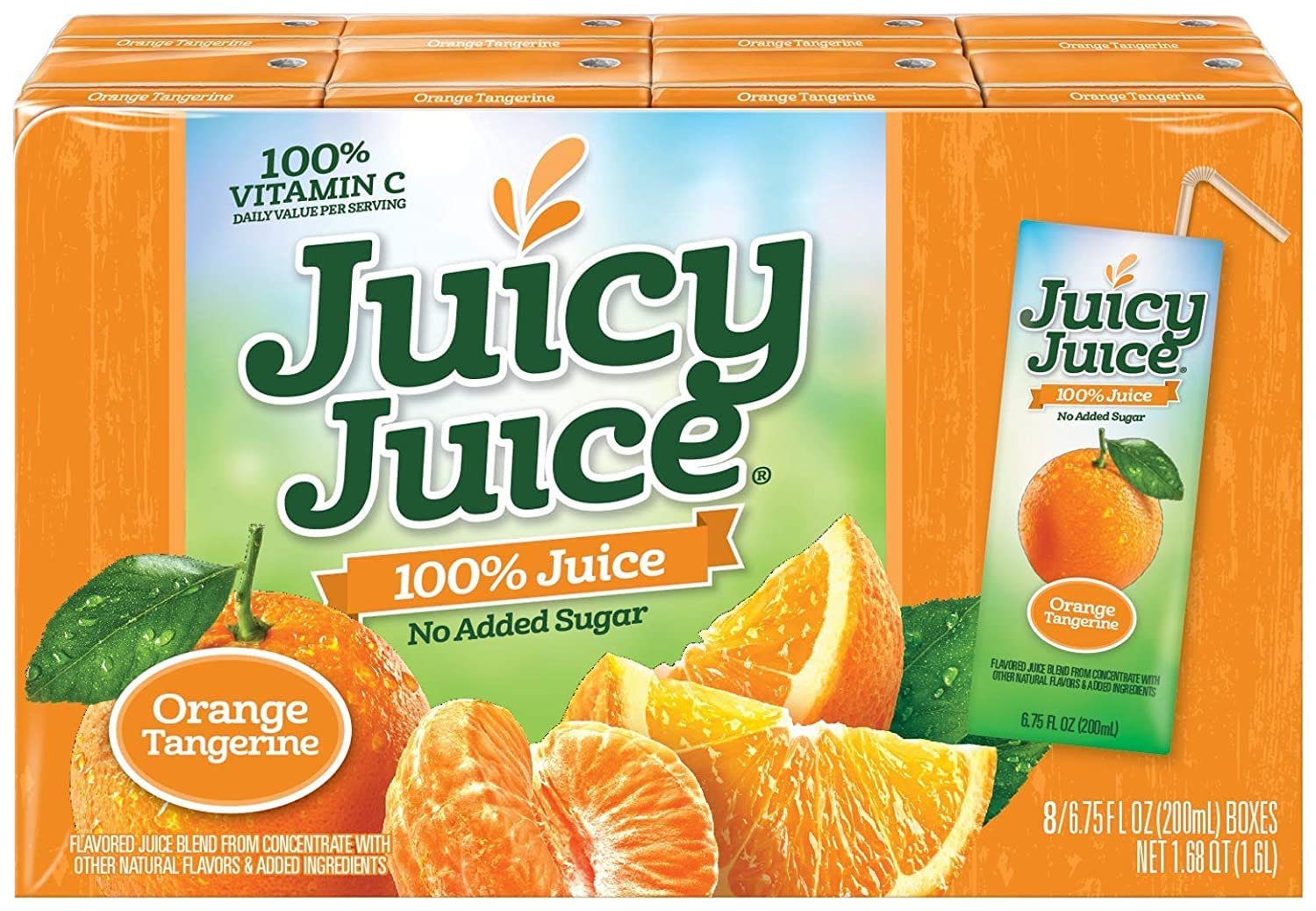 Juicy Juice Orange Tangerine Juice Single Serve Box, 54 Fluid Ounce - 2 per case