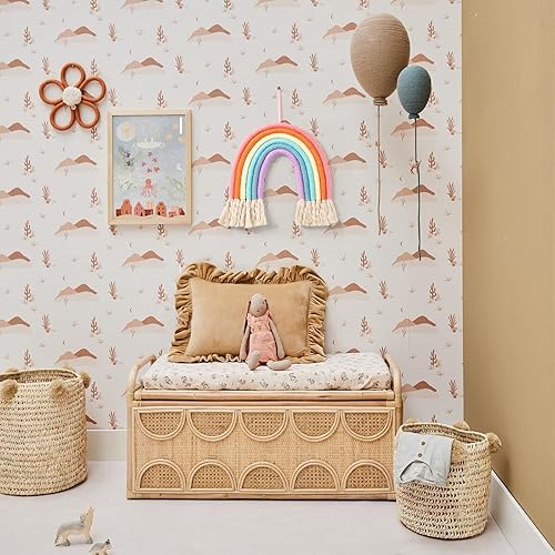 Miniatura 2 de Decoración de pared de macramé para colgar en la pared de la habitación de la niña, tapiz pequeño bohemio para niños, decoración de guardería para