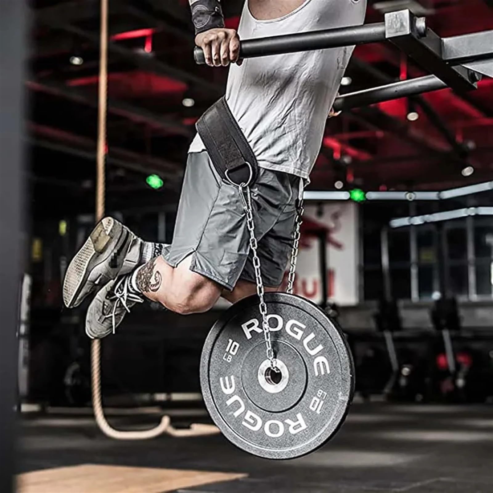 Pas do podnoszenia ciężarów, Pas do podnoszenia ciężarów Neoprenowy pas do ćwiczeń na plecach z łańcuchem do kulturystyki Fitness Podciąganie Trening siłowy Obciążenie pasem biodrowym Pas do podnoszen