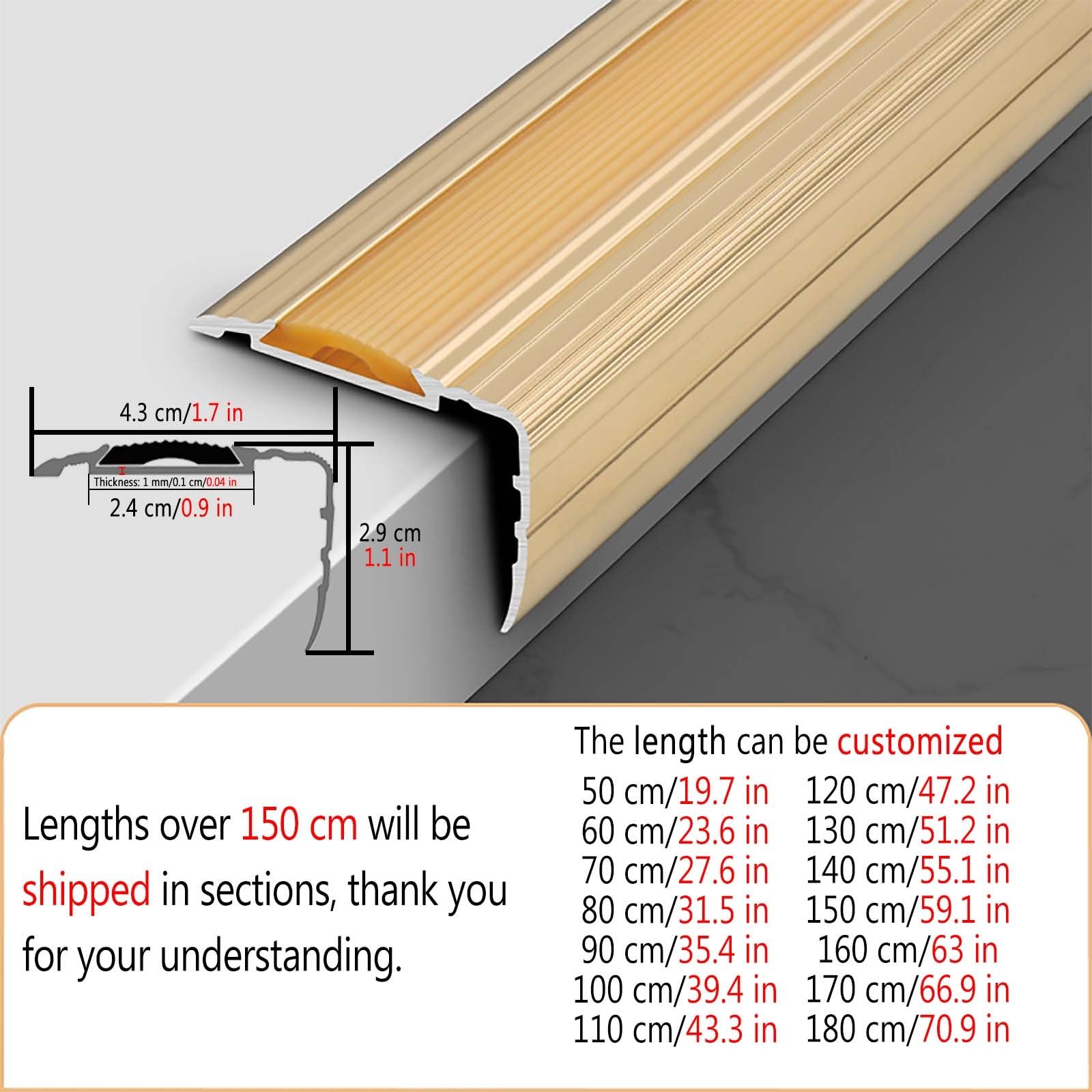 Ochraniacz krawędzi schodów ze stopu aluminium ze śrubami, listwa schodowa w kształcie litery L, 1 szt(Silver 1 pc,70cm/27.6in)