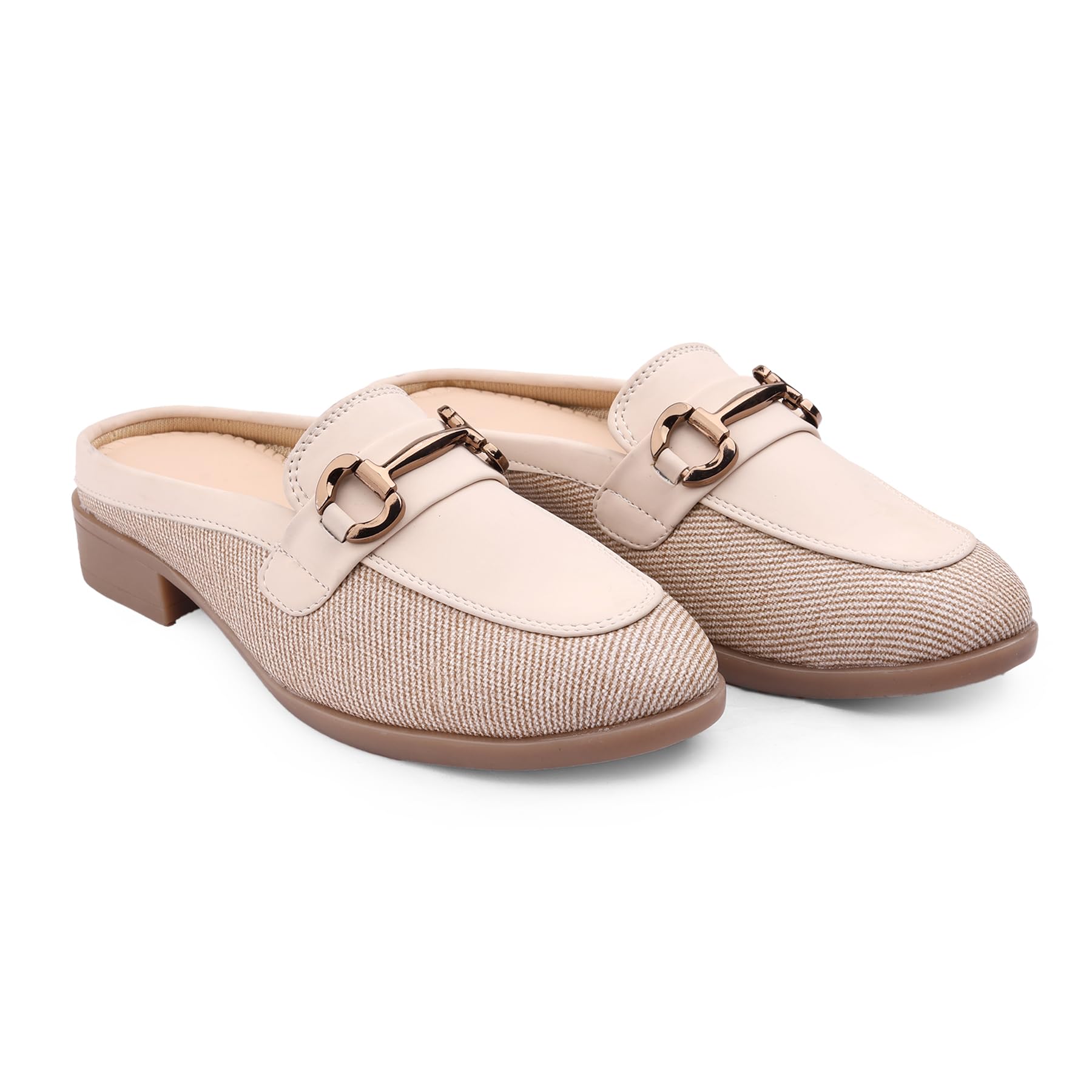 yuvrato baxi Women's Semi-Formal Faux Leather Slip-On Flats and Open Back Loafers with Fabric Texture and TPR Sole.-picture-32