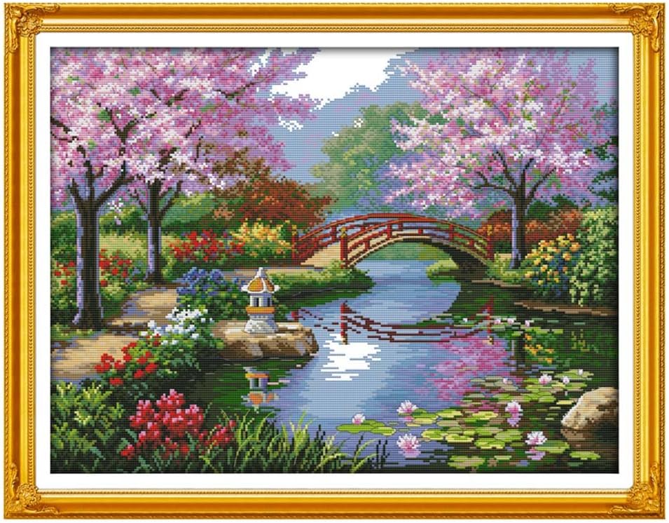 Irfora DIY Handmade Needlework Counted Cross Stitch Set Embroidery Kit 14CT Beautiful Scenery of Park Pattern Cross-Stitching 57 * 45cm Home Decoration