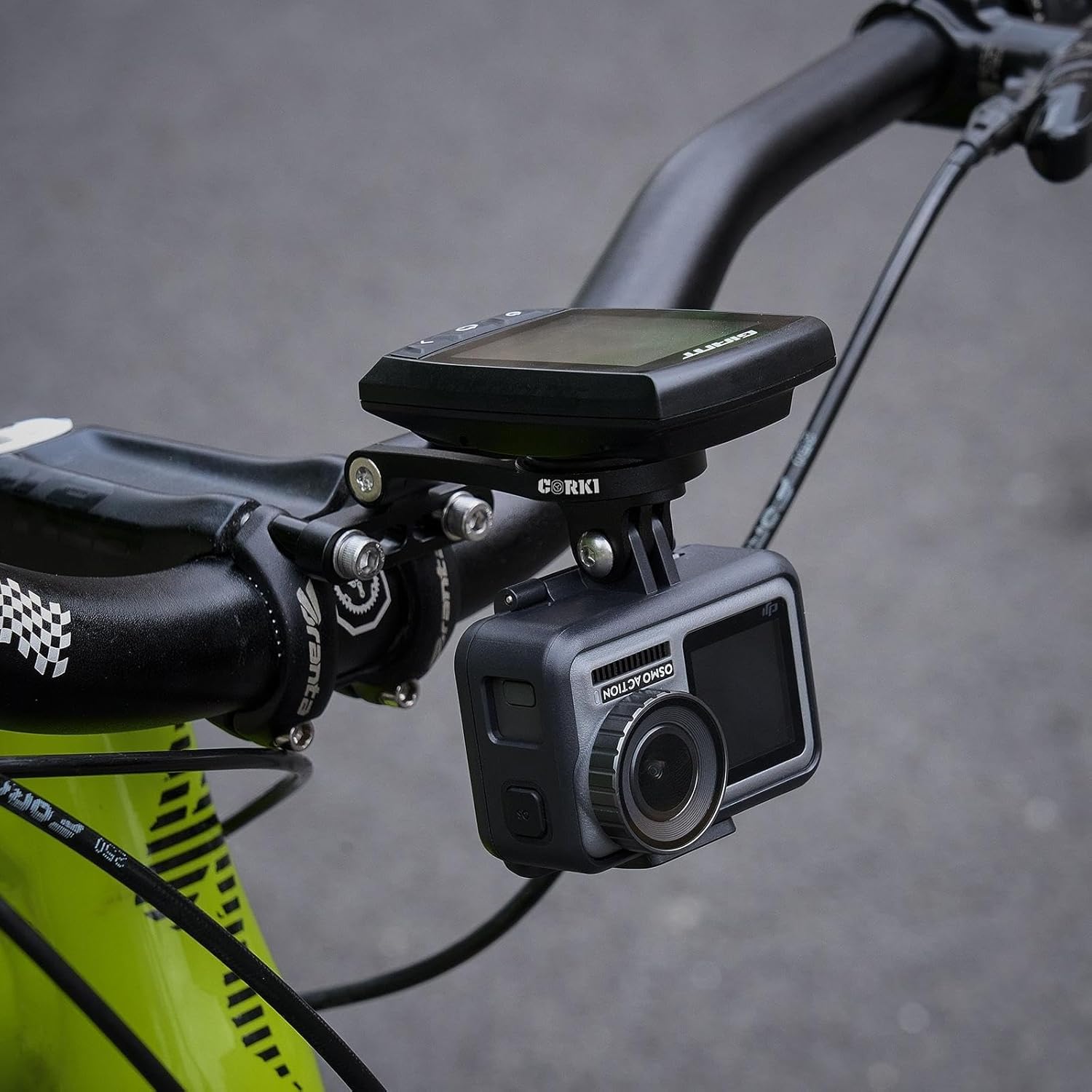 corki Cycles Adjustable Angle Out Front Stem Mounted Cycle Computer Bike Mount Compatible with Garmin Wahoo Bryton Cateye