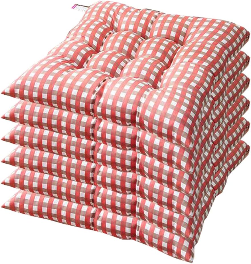 Set of 6 Padded Cushion Chair Seat Pads Chair Seat Cushion Pads Kitchen Garden Dining Chair with Straps 40x40 cm