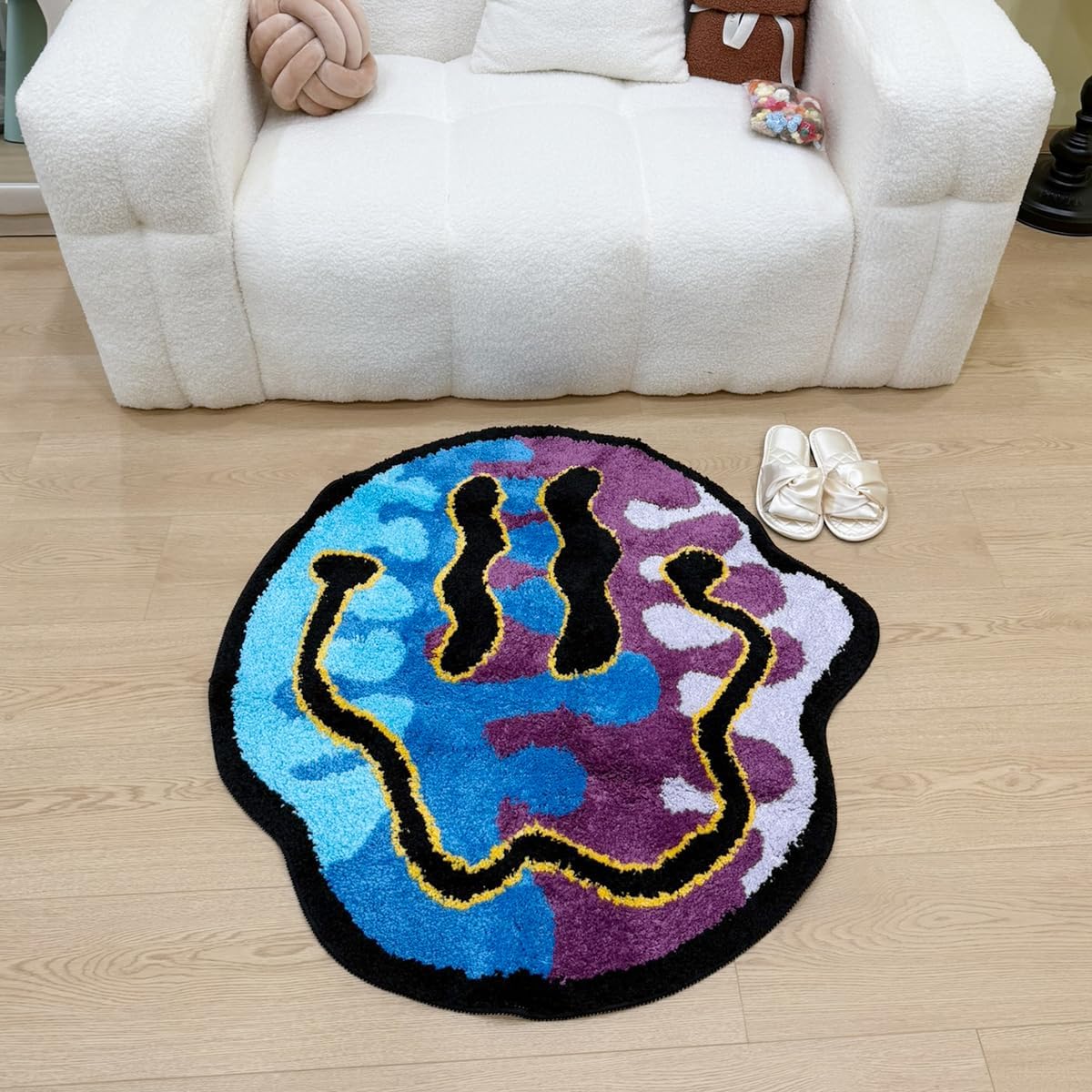 LAKEA Trippy Smile Rug Smily Face Handmade Carpet Tufted Smile Gift for Friend for Bedroom Geek Gift Home Decor