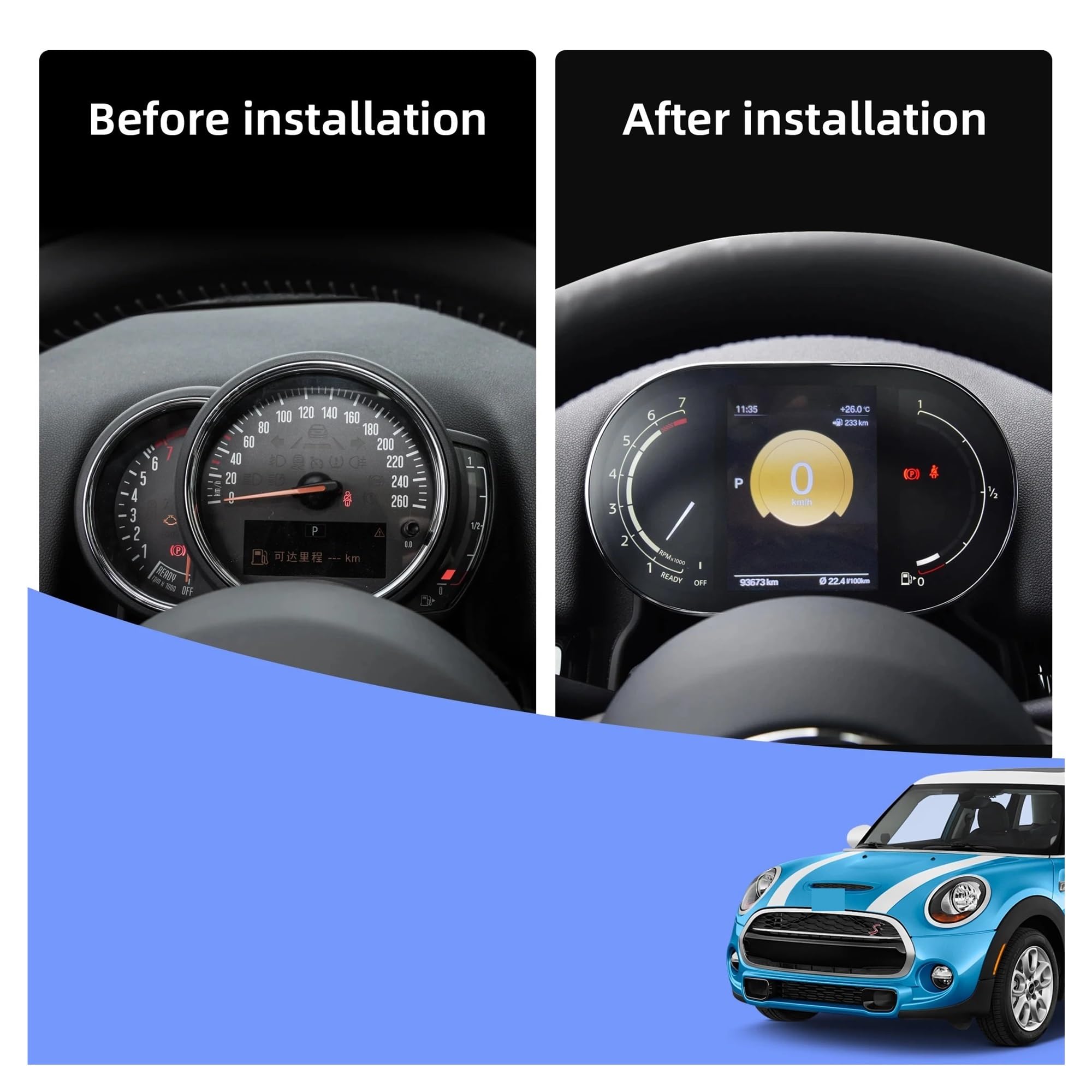 Panel de instrumentos digital LCD completo de 5,5 pulgadas, velocímetro, tacómetro, compatible con BMW MINI F54 F55 F56 F57 F60 (sin HUD)