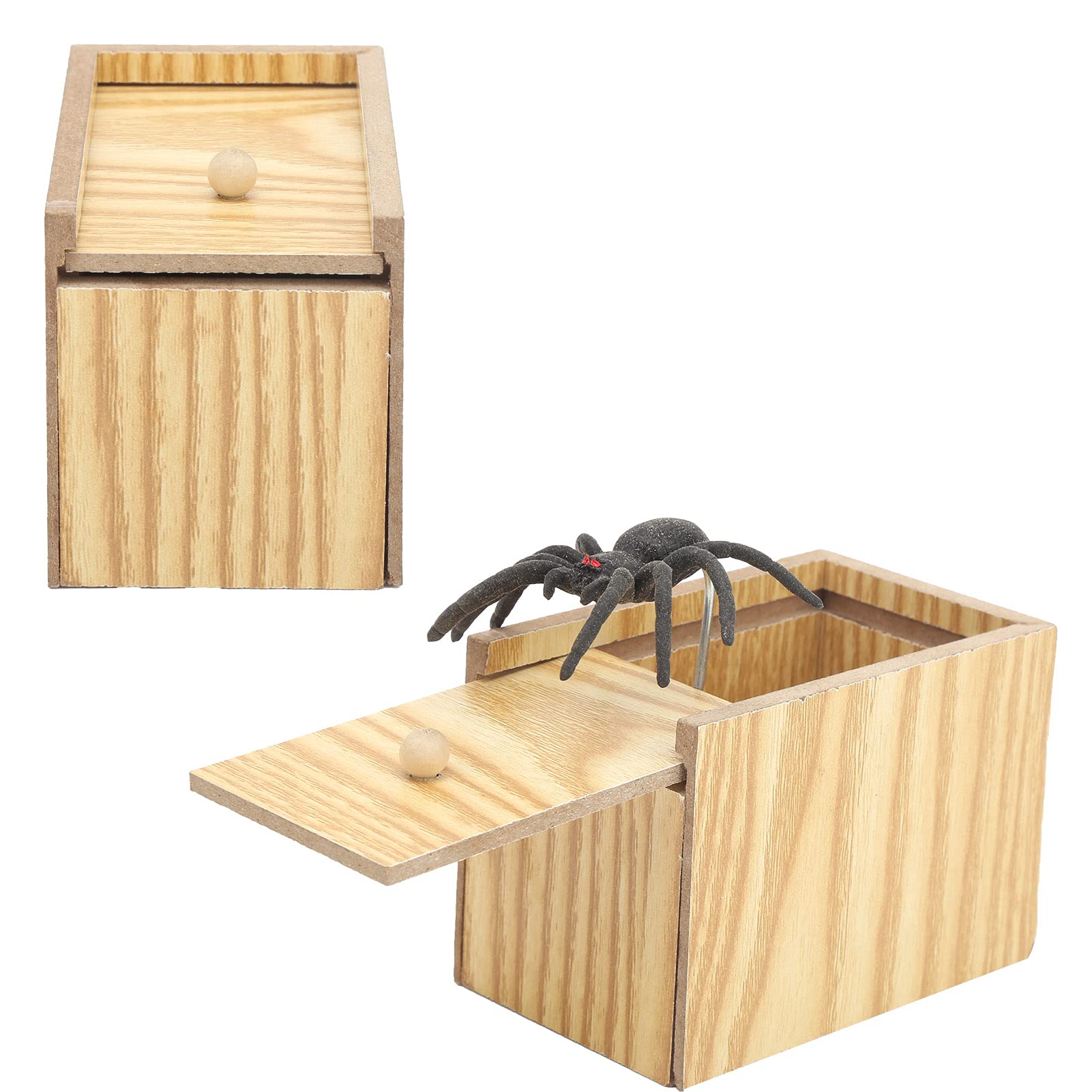 Clasken Spider Scare Box, Spider Wooden Box Tricky Toys Spider Scare Box Toy for Birthday Presents