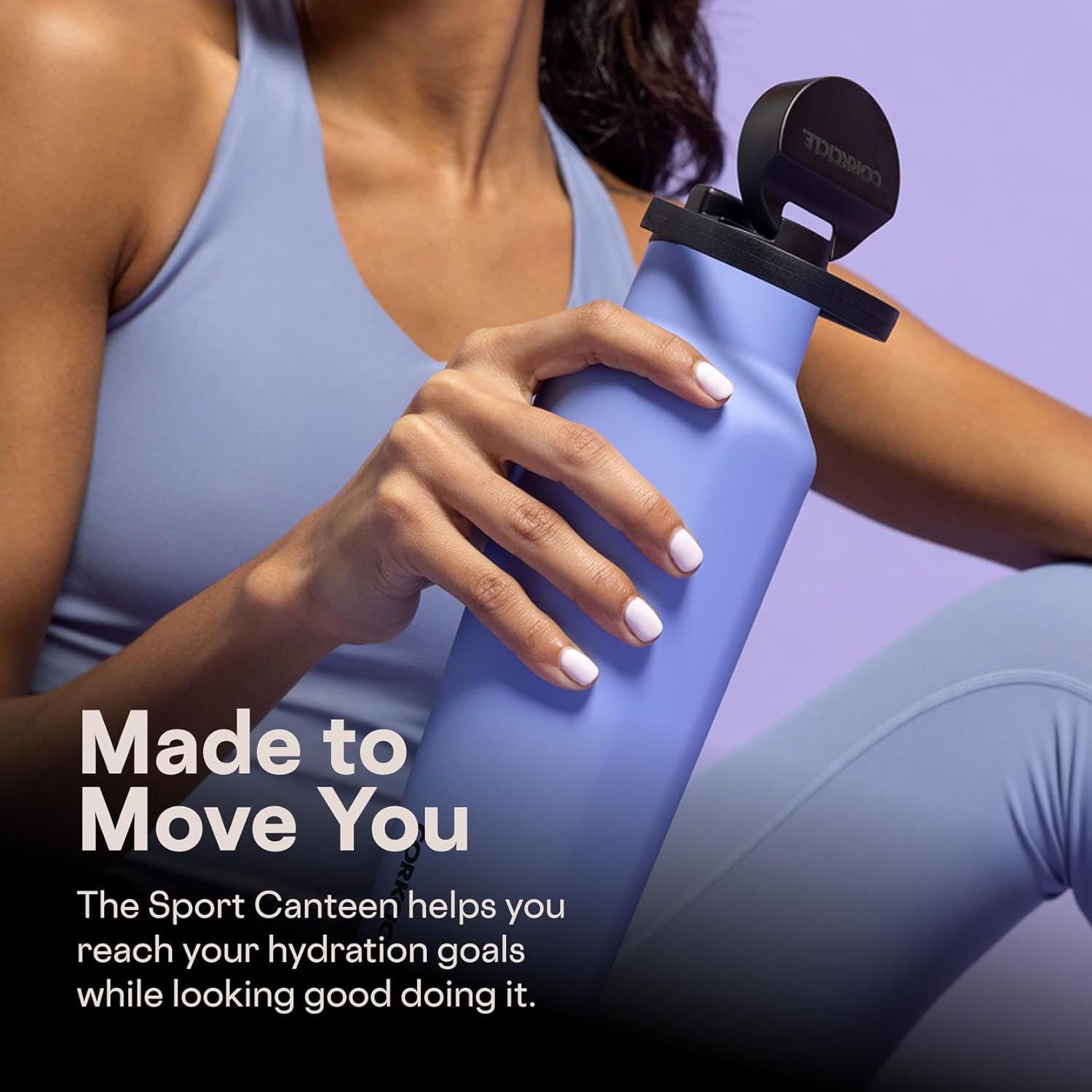 Corkcicle Sport Canteen - Keeps Drinks Cold 25 Hours - Stainless Steel Water Bottle - Triple-Insulated - Spill-Proof - Summer Drinkware Gift - Keeps Drinks Ice Cold - 20 oz - Varsity Purple - Image 6