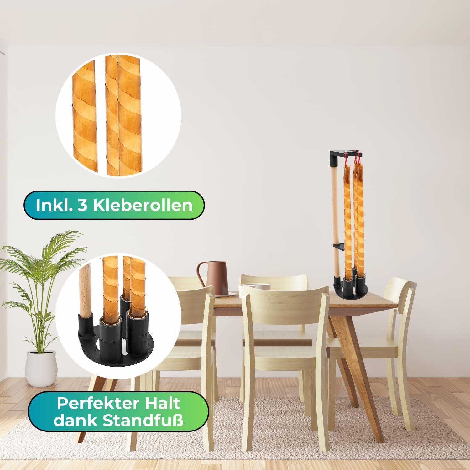 BrummHilde Support de bande adhésive pour attrape-mouches – Support mobile pour bandes adhésives – Support pour toutes les bandes de colle à mouches courantes – BrummHilde + tapette à mouches