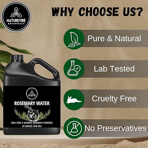 Miniatura 8 de Naturevibe Botanicals - Agua de romero, 100% pura y natural, ideal para el cuidado de la piel y el cuidado del cabello, 32 onzas