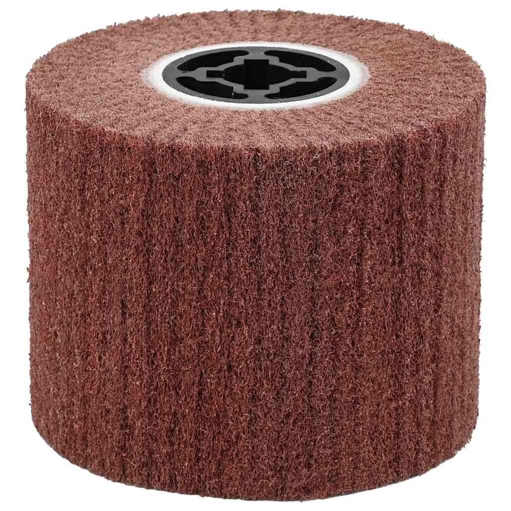 3 rotoli abrasivi marroni in fibra sintetica, 12 x 12 x 10 cm, carta abrasiva robusta per legno, metallo, pietra, plastica, con meccanismo Cam-Lock, versatile, per officina e professionisti