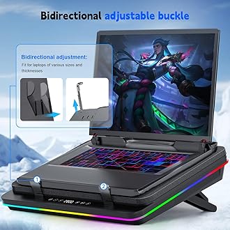 IETS GT600 RGB Laptop Cooling Pad Equipped With Gigantic Turbo-Fan（5.5inch Diameter）,Sealed Foam for Rapid Cooling Gaming Laptop,14.1-19.3 inch Laptop Cooler With 3-Port USB Hub,Dust Filter (GT600V2)