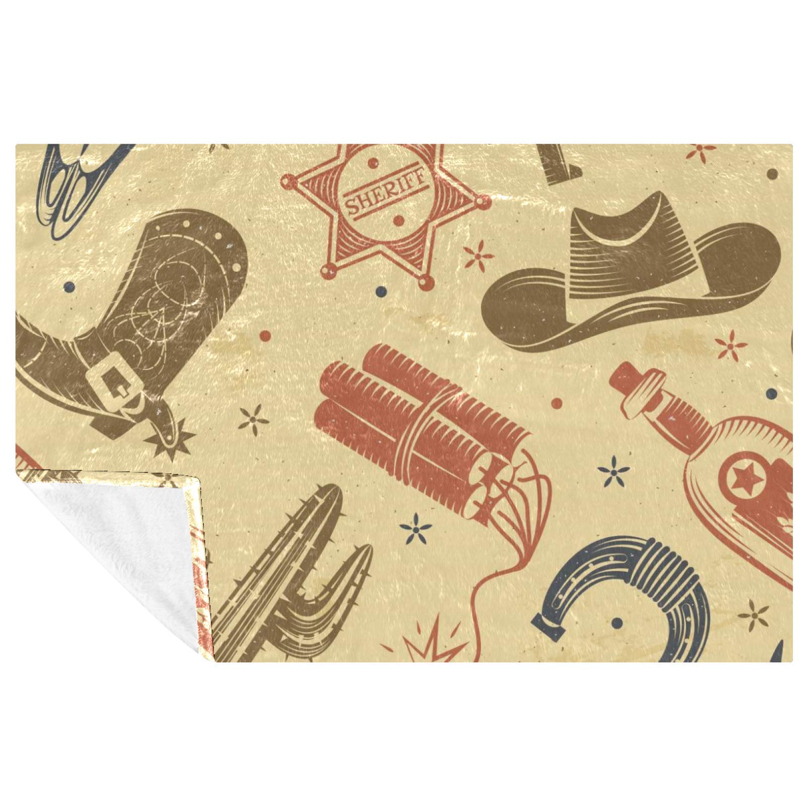 Couverture pour lit et canapé anti-froid : le plaid motif cowboy doux 150x100 cm