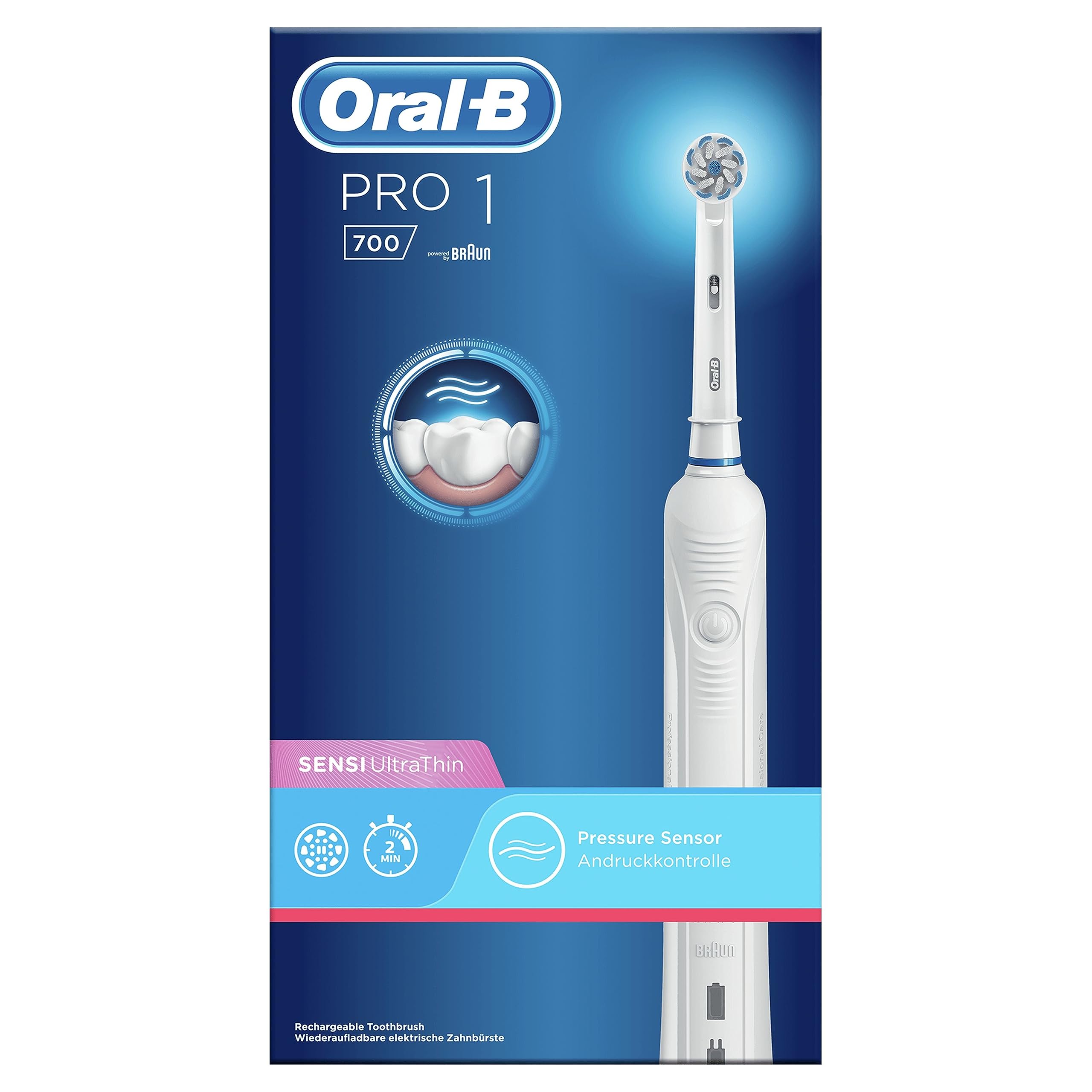 Braun Oral-B PRO 1 700 Brosse À Dents Électrique Rechargeable, 1 Brossette
