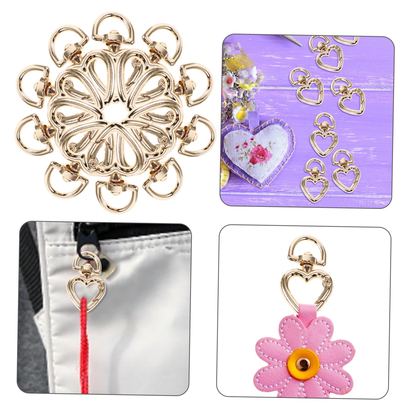 VILLCASE 50piezas Ganchos De Metal Forma De Corazón Mosquetones d Para Accesorios De Joyería y Bolsos Conectores De Clasp Para Manualidades
